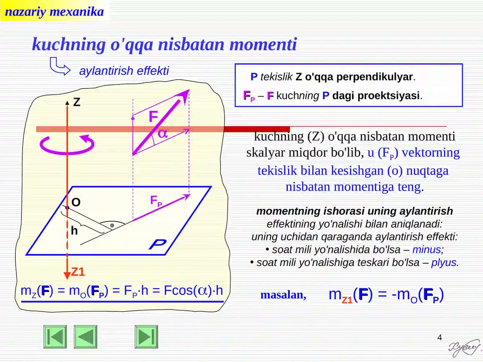 Fazodagi kuchlar sistemasining muvozanat shartlari 4
