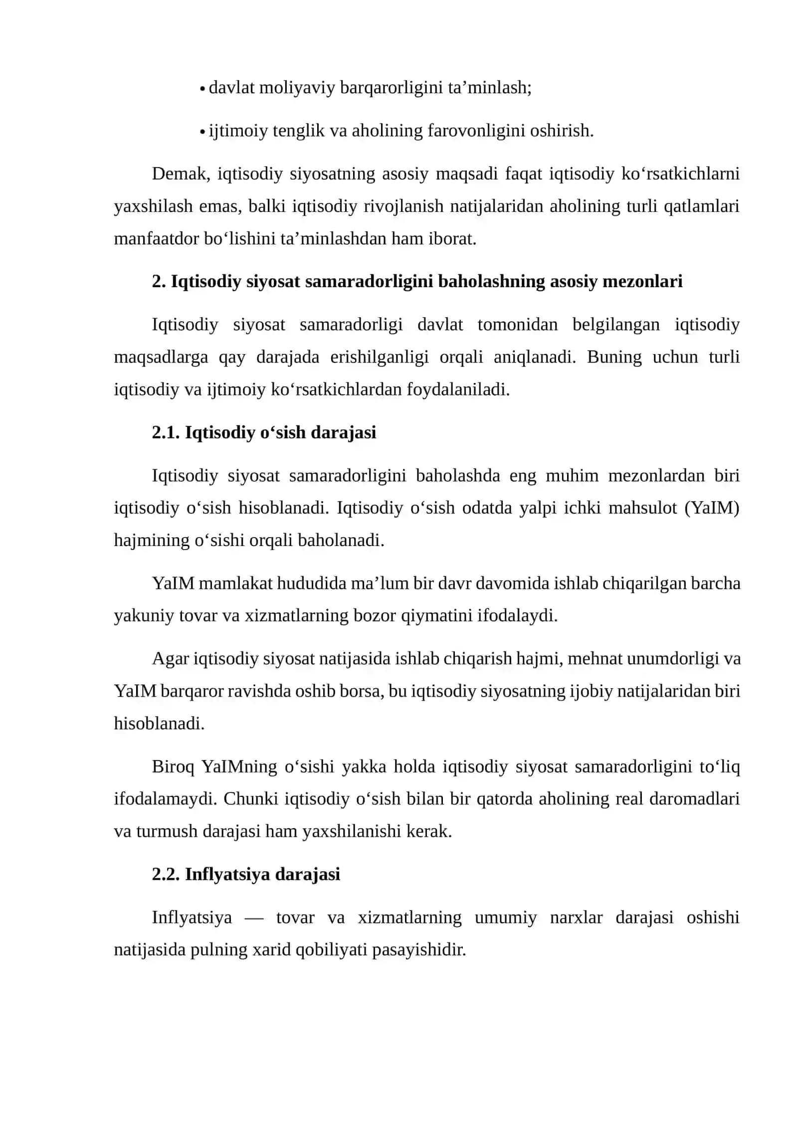 IQTISODIY SIYOSAT SAMARADORLIGINI BAHOLASH MEZONLARI 4