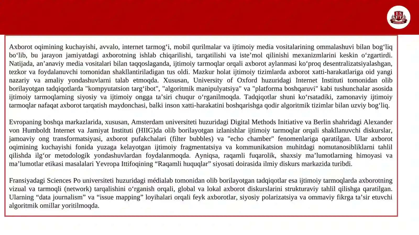 Axborot isrofi va chalg‘ituvchi ma’lumotlar muammosi 4