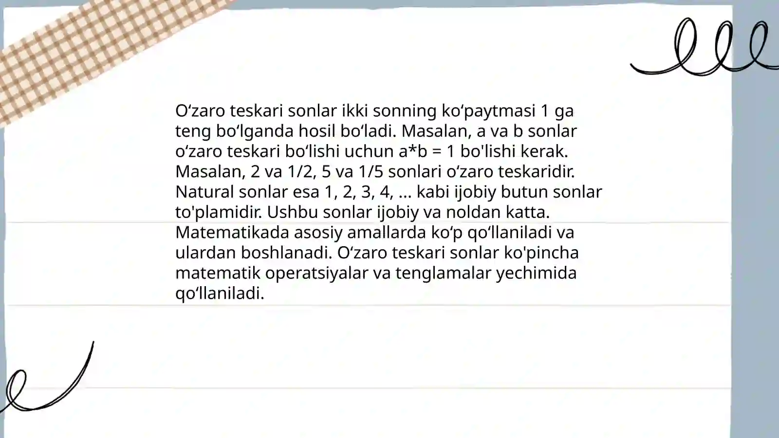 Oʻzaro teskari sonlar 4