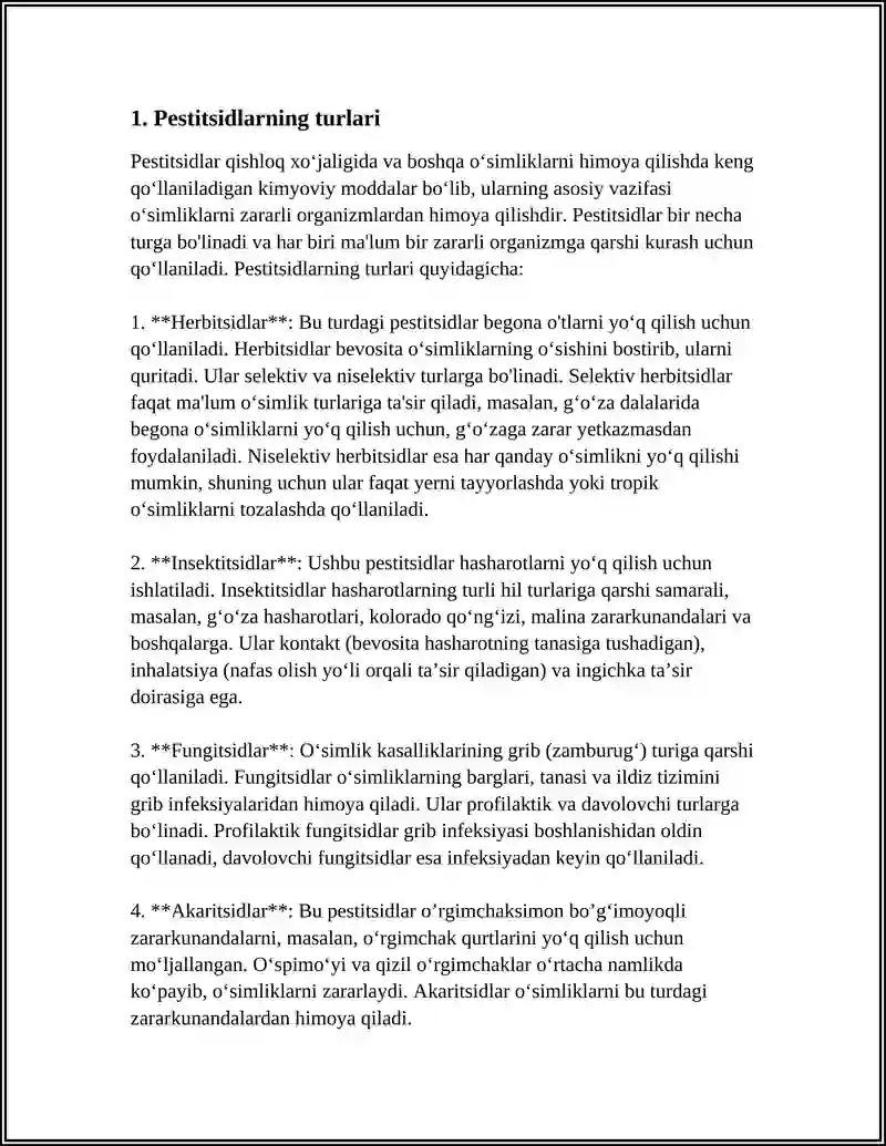 QISHLOQ XOʻJALIGIDA FOYDALANILADIGAN KIMYOVIY MODDALAR PESTITSIDLAR 4
