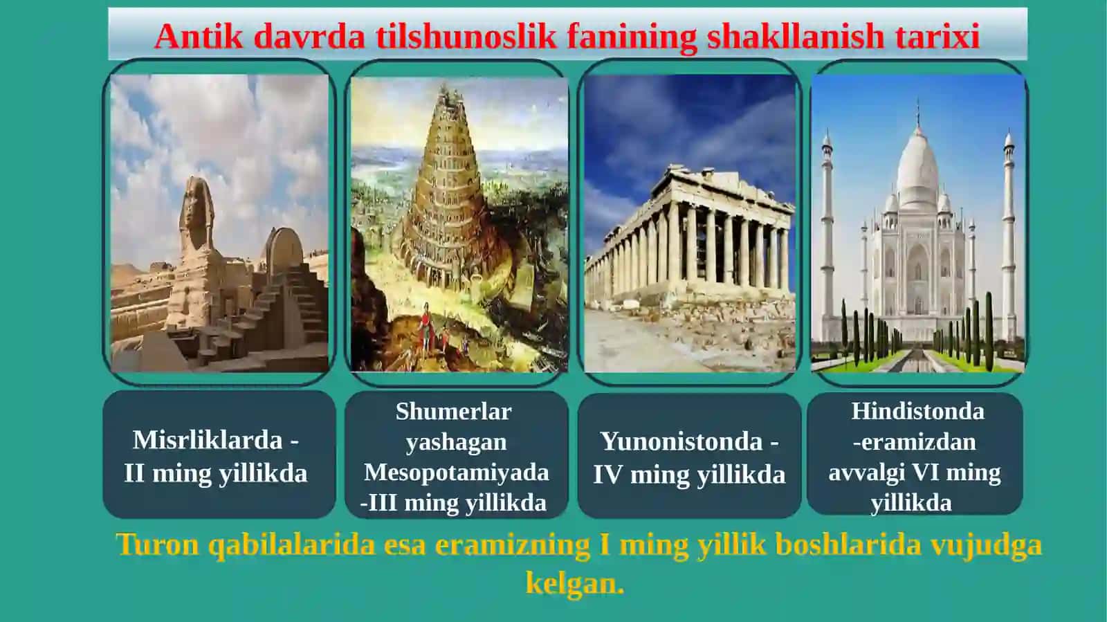 TILSHUNOSLIK FANI TARIXI. QADIMGI HIND, YUNON, XITOY TILSHUNOSLIGI. 4