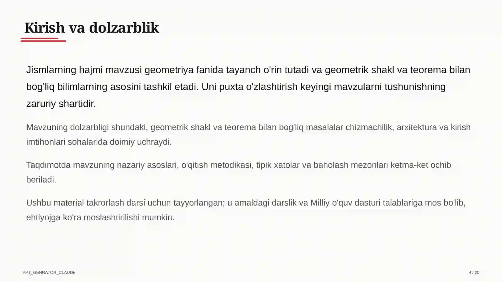 Jismlarning hajmi (11-sinf) 4