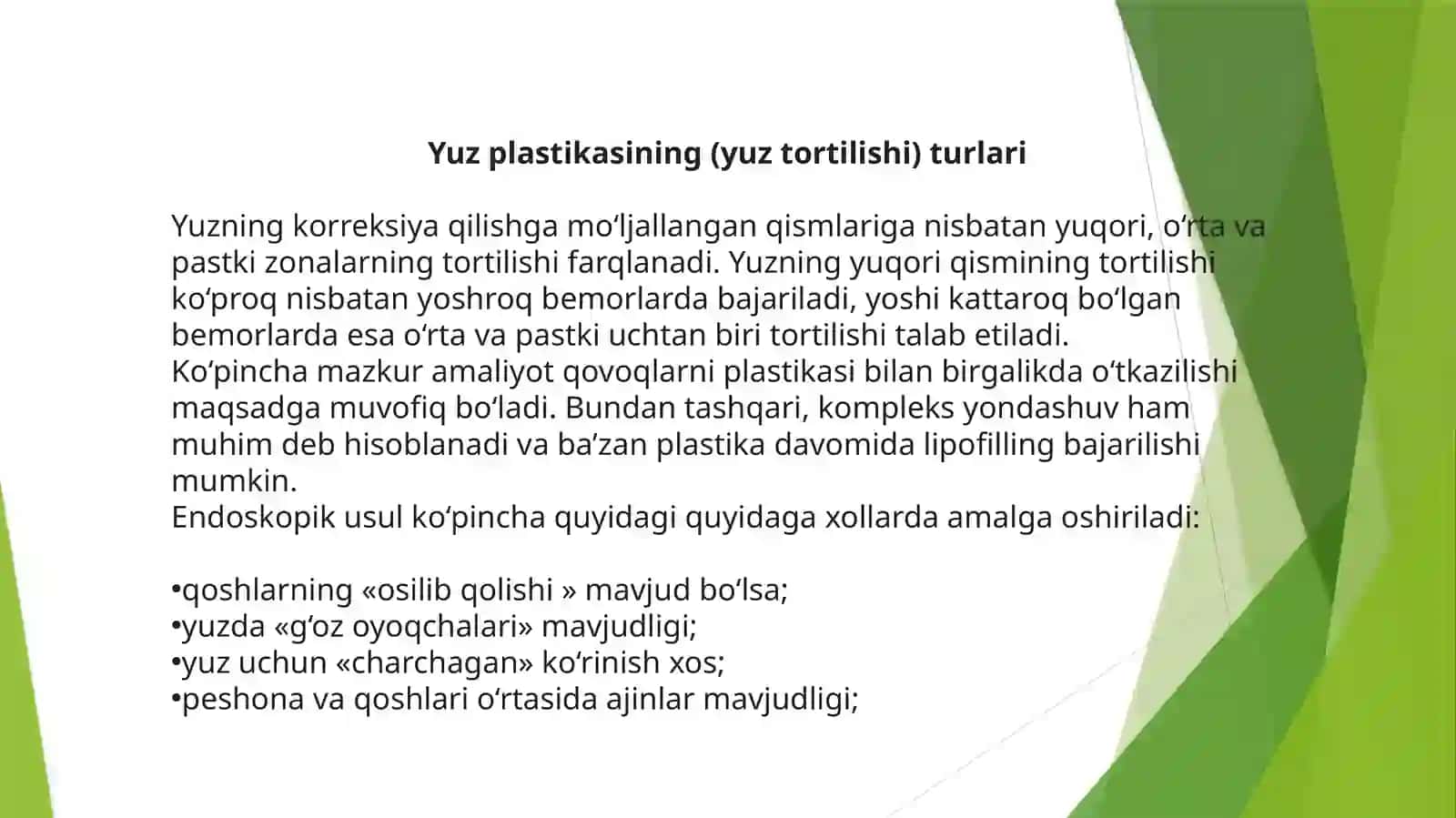 Yuz nervida tiklash operatsiyalari va yuzdagi plastik operatsiyalar 4