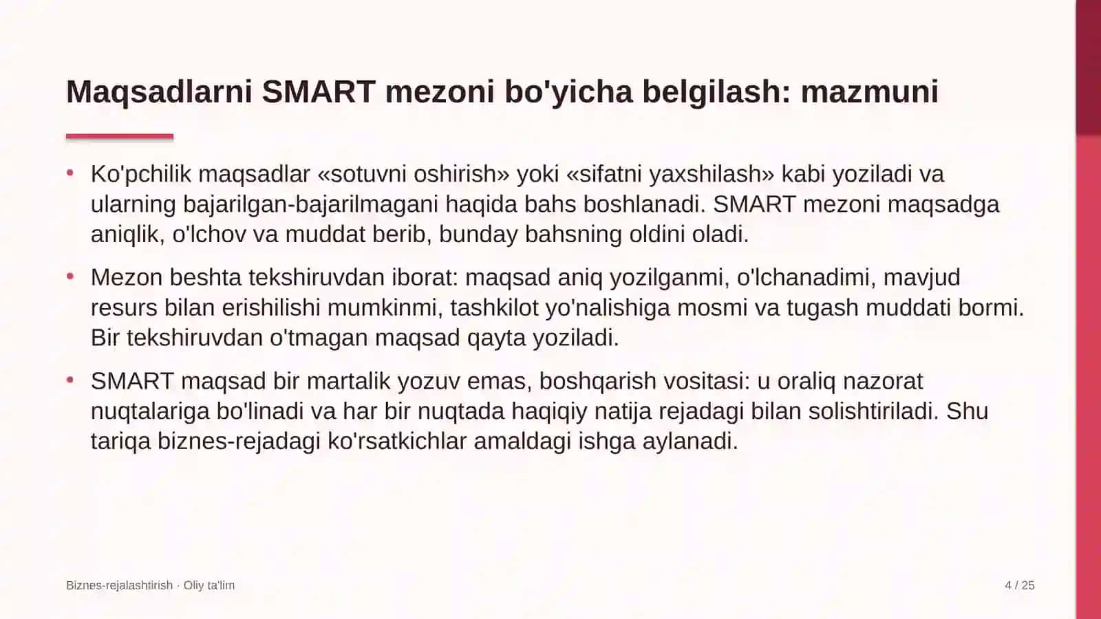 burg'ulash korxonalarida maqsadlarni smart mezoni bo'yicha belgilash 1701 4