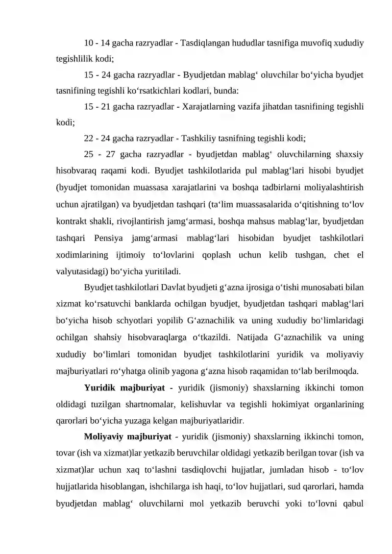 BYUDJET TASHKILOTLARIDA MOLIYAVIY QO‘YILMALAR VA BOSHQA PUL MABLAG‘LARI HISOBI 4