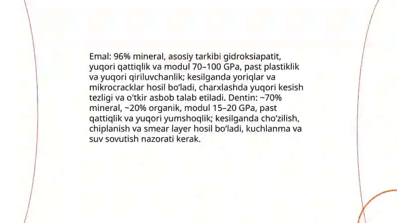 Tish qattiq toqimasini charxlash tamoyillari 4