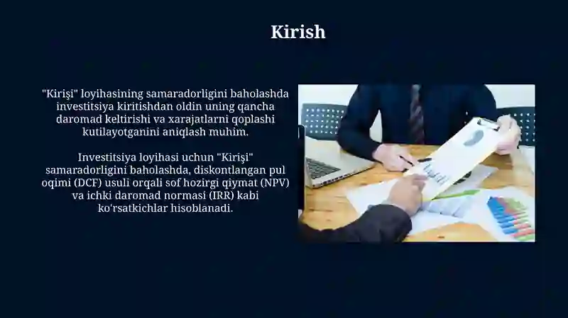 Investitsiya loyhalaring samaradorligini boholash 4