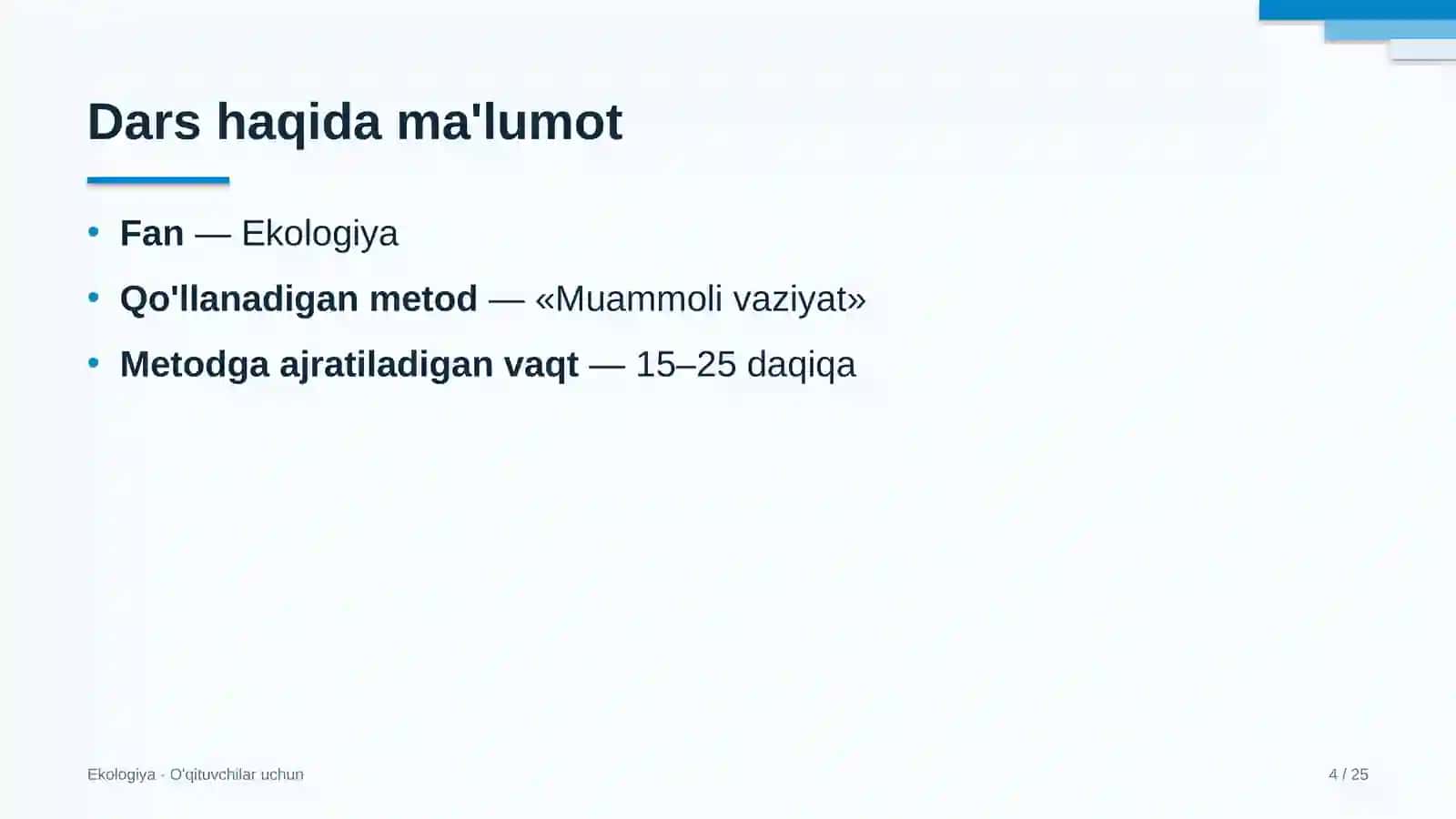 ekologiya darslarida muammoli vaziyat metodidan foydalanish 7746 4