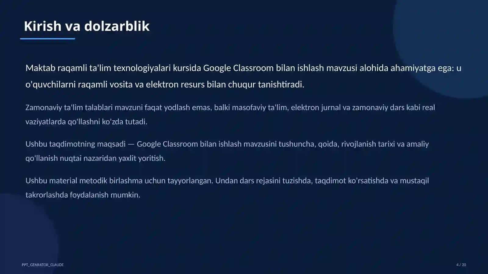 Google Classroom bilan ishlash 1