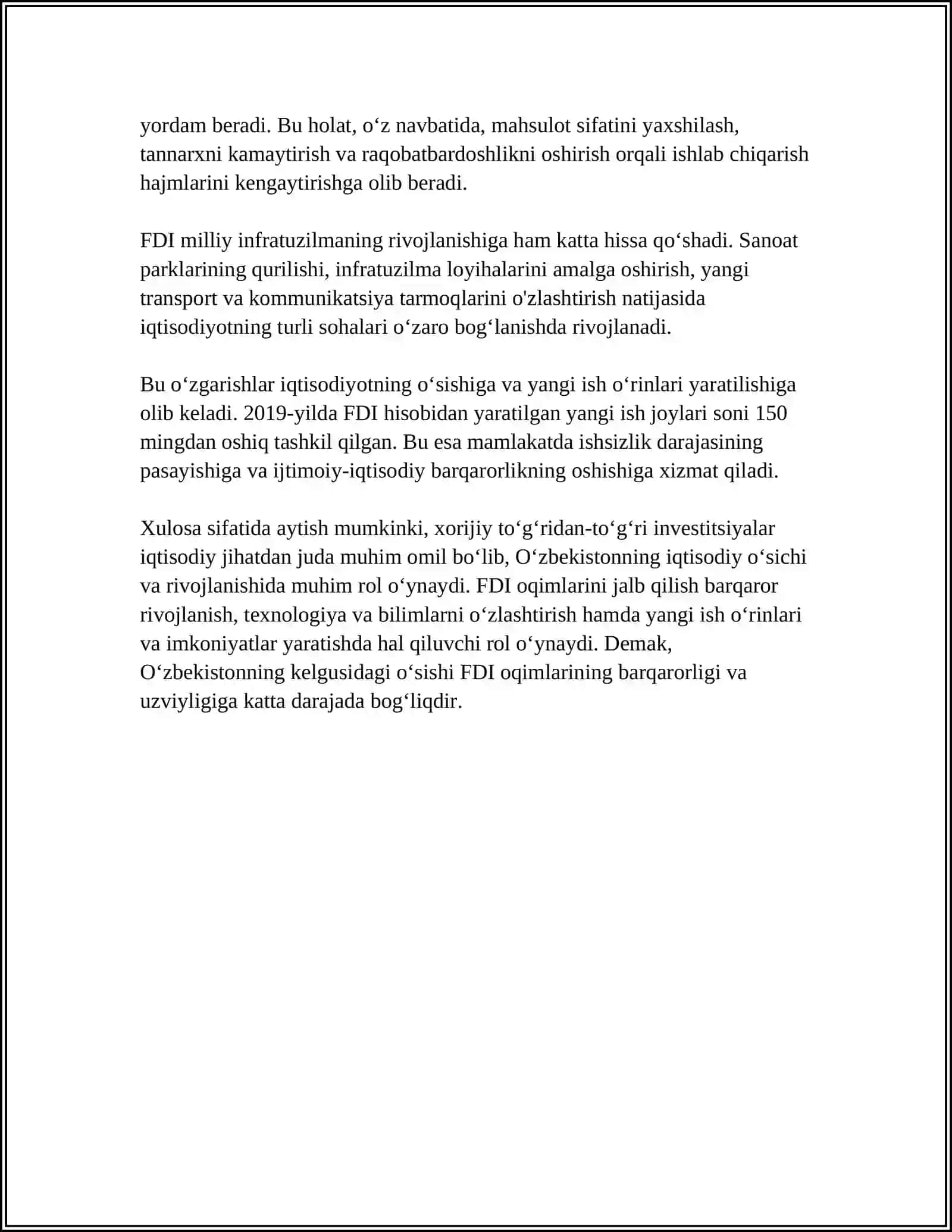 ÒZBEKISTON IQTISODIYOTIDA INVESTITSIYA FAOLLIGI VA UNING ÒSISHGA TASIRI 4