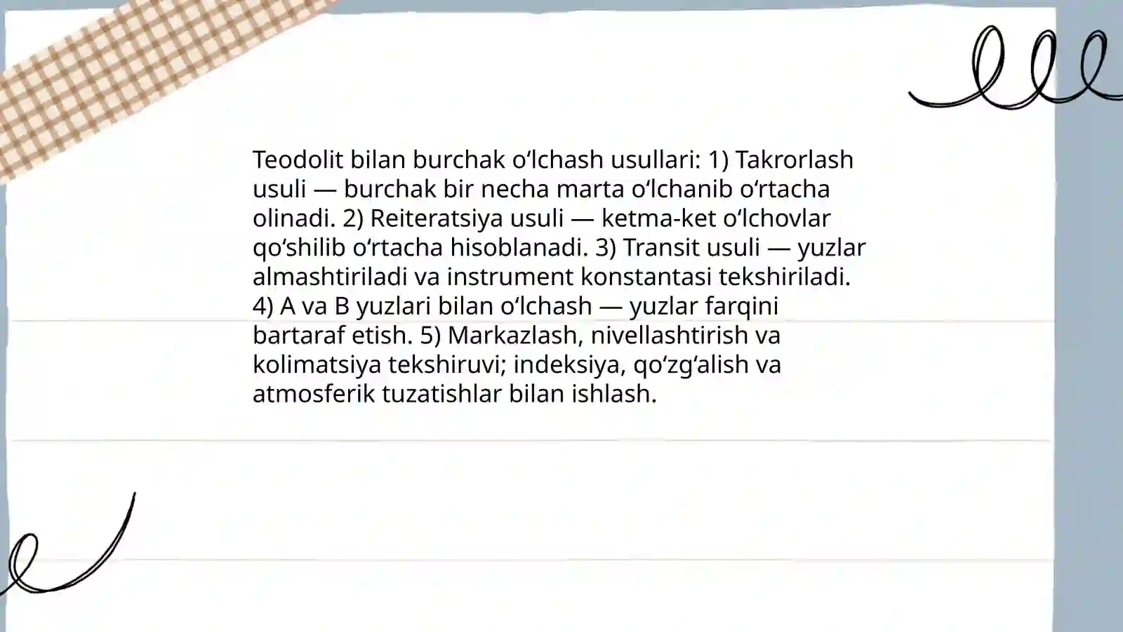 Topografik asbob uskunalar va ular bilan ishlash 4