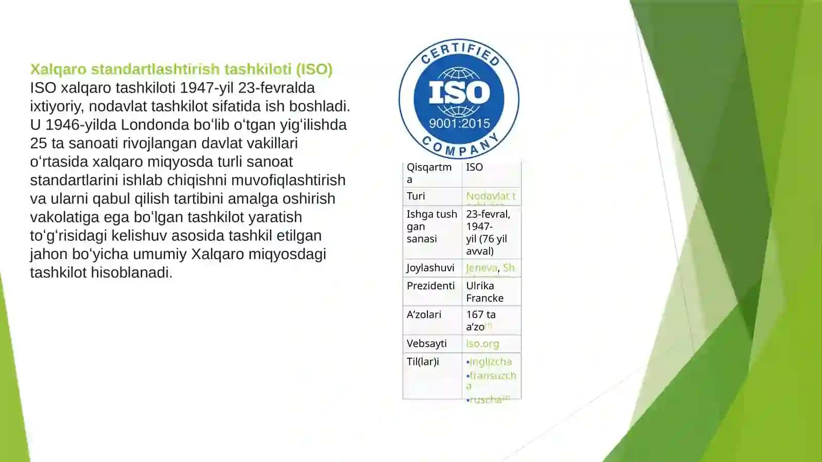 Standartlashtirish boyicha xalqaro tashkilotlar 4