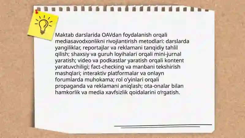 OAV Ning boshlang'ich sinf o'quvchilari mediasavodxonligini oshiruvchi vosita sifatidagi roli 4