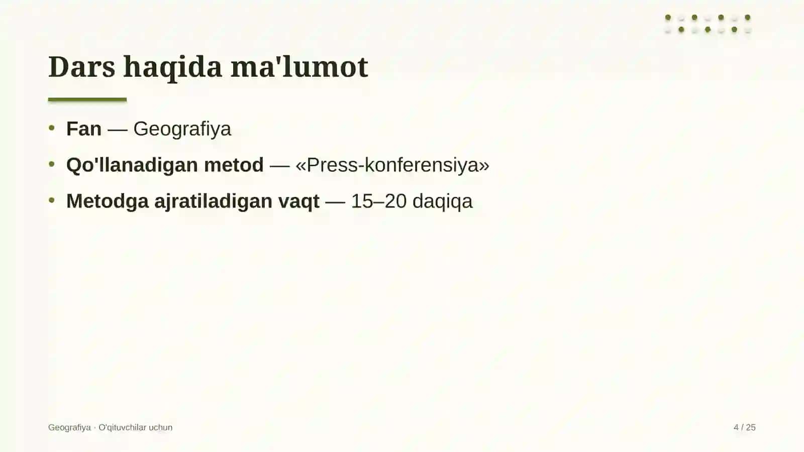 geografiya darslarida press konferensiya metodidan foydalanish 3372 4