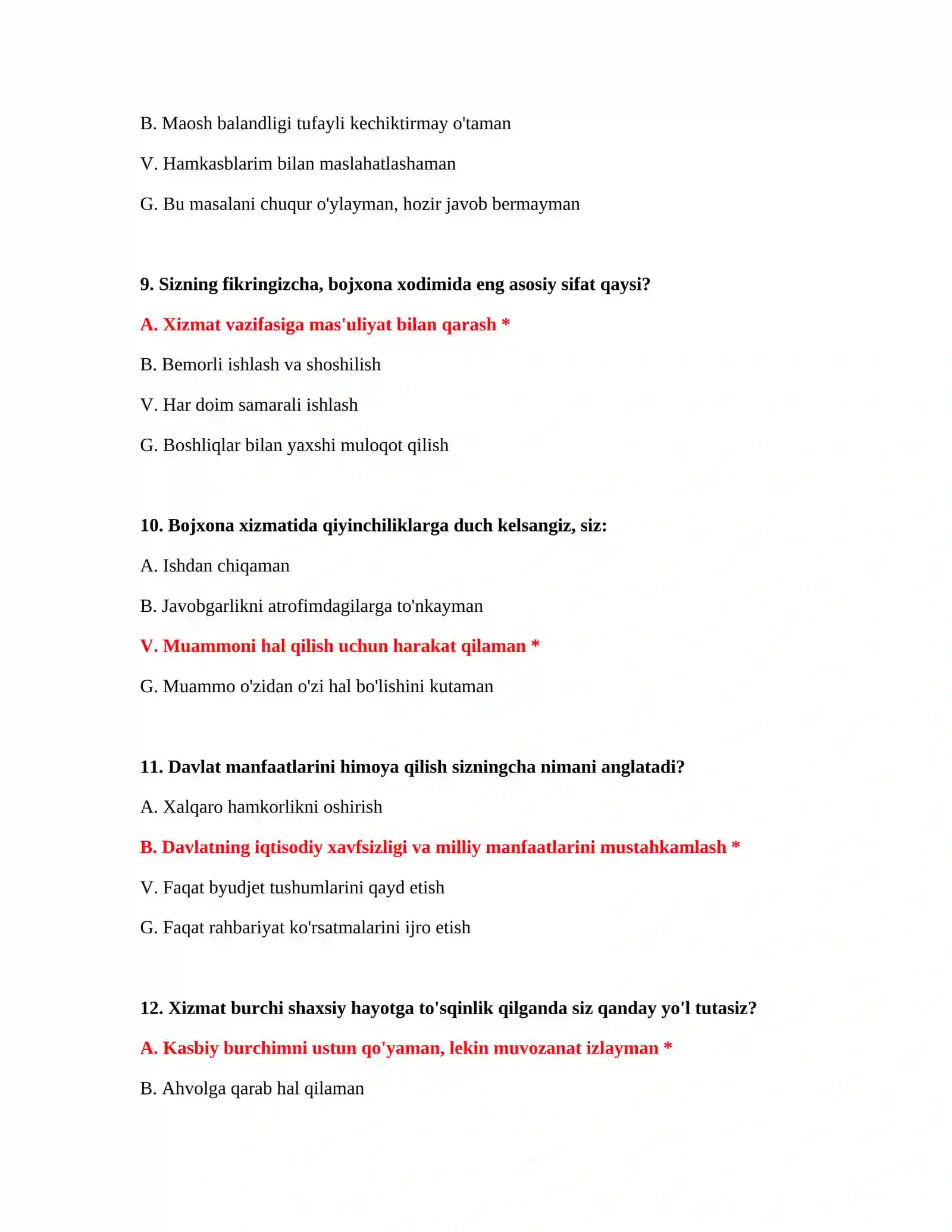 Bojxona ishi test savollari 4
