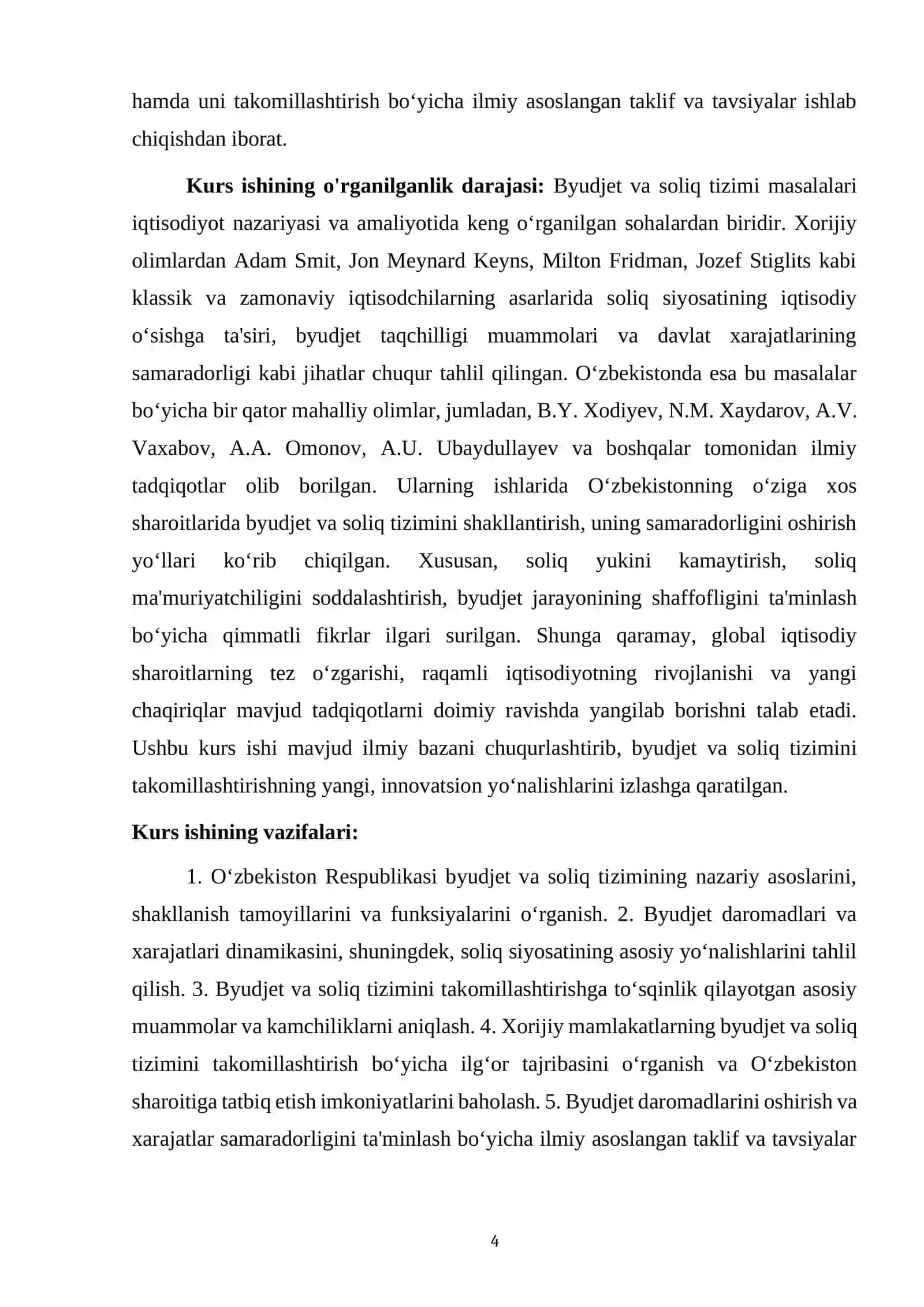 O'ZBEKISTON RESPUBLIKASIDA BYUDJET VA SOLIQ TIZIMINI TAKOMILLASHTIRISH YO'LLARI 4