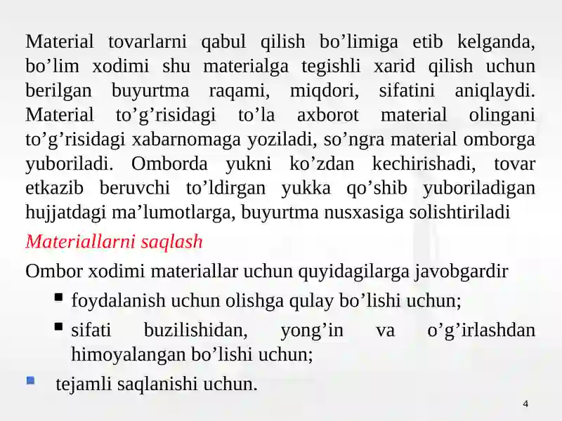 MATERIAL XARAJATLARINING HISOBI 4