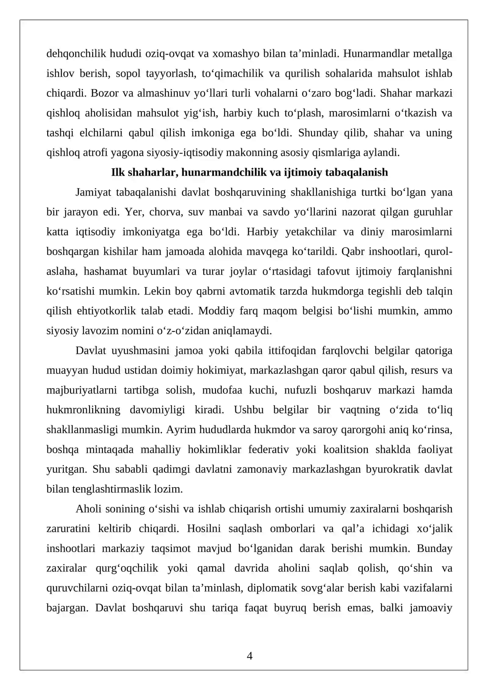 O'zbekiston hududida eng qadimgi davlat uyushmalarining shakllanishi va ularning boshqaruv tizimi 4