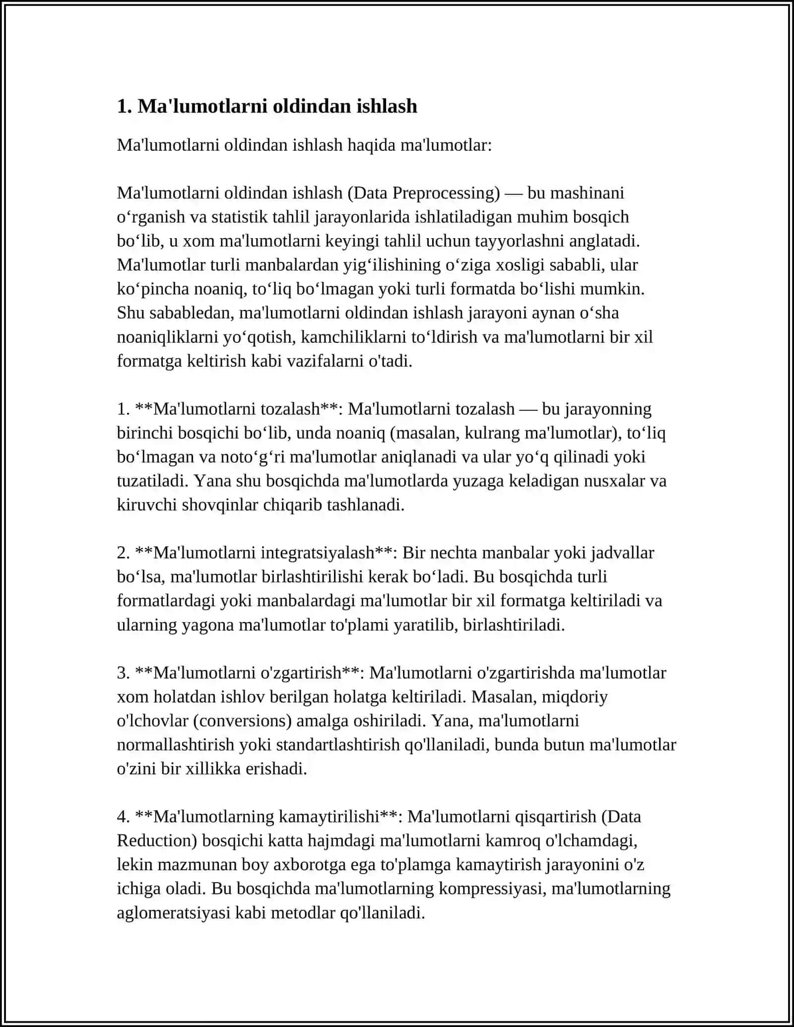 MASHINALI O’QITISHDA TANIB OLISH VA SINFLASHTIRISH MASALALARI ASOSIY TUSHUNCHALAR 4