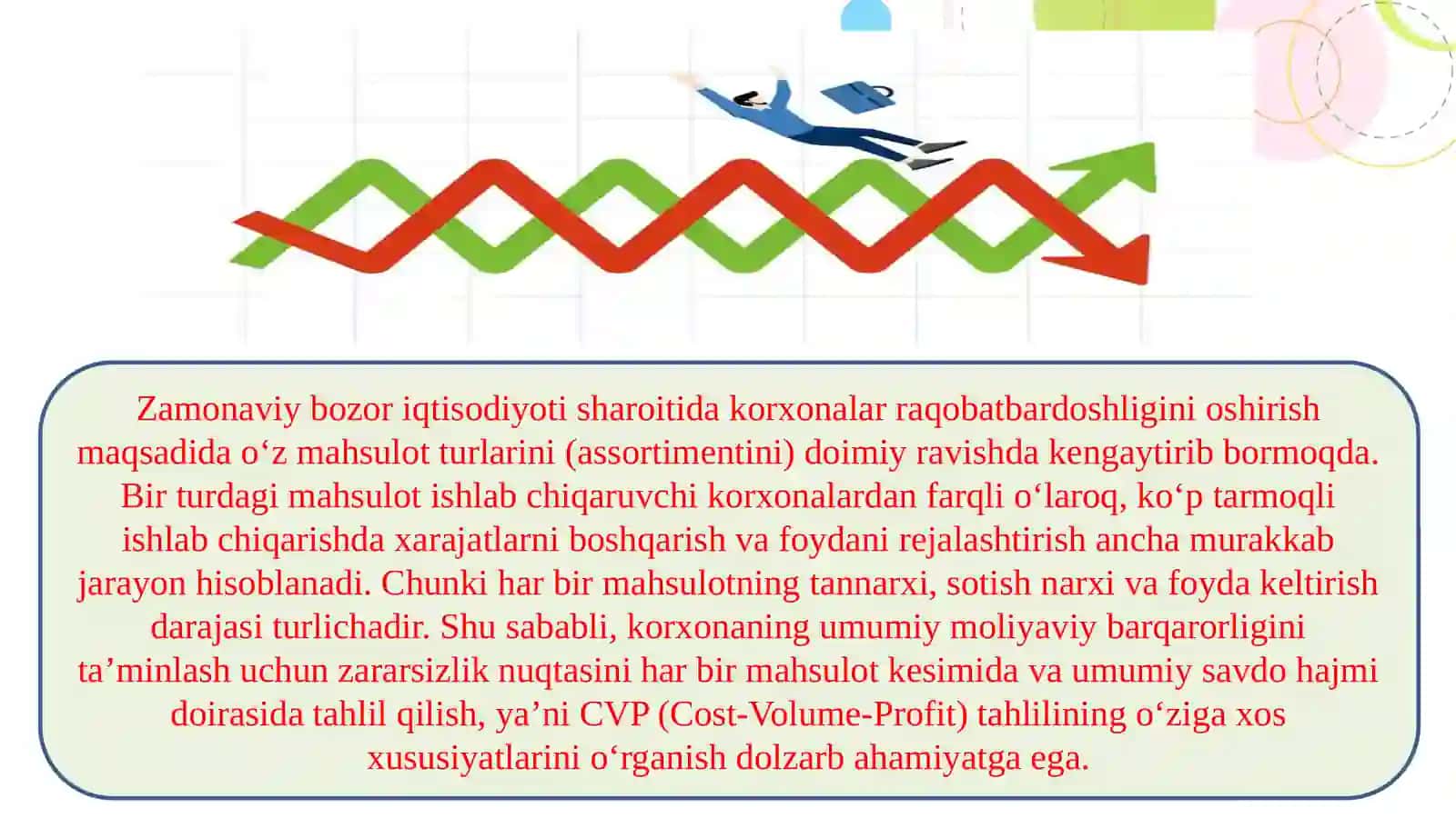 Ko‘p turdagi mahsulot ishlab chiqaruvchikorxonalarda zararsizlik tahlili xususiyatlari 4