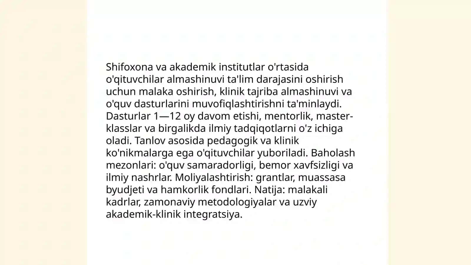 Shifoxona maktablari tibbiyot muassasi va ta'lim maktablari o'rtasidagi ko'prik sifatida 4