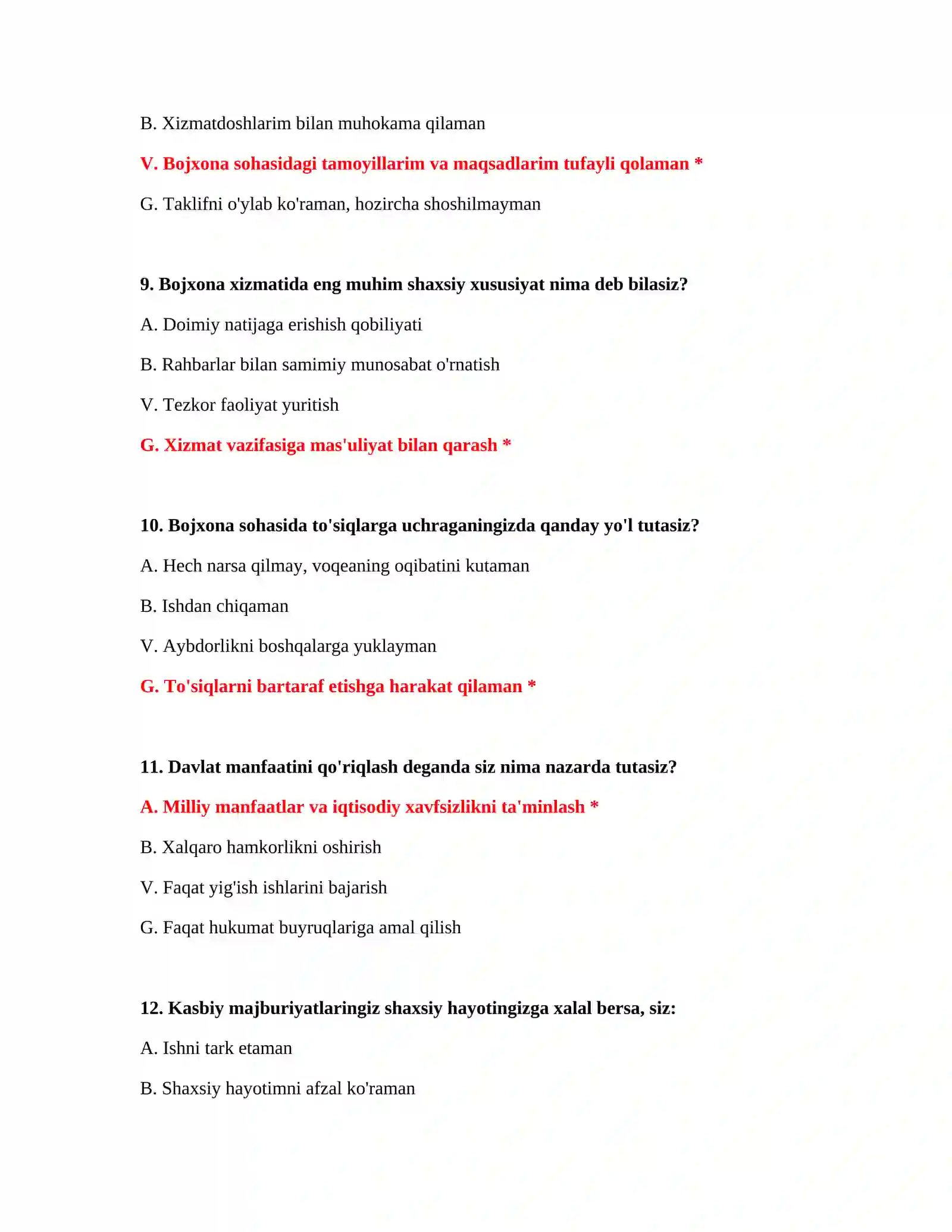 Bojxona IQ test PDF 4