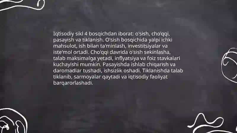 Iqtisodiy rivojlanishning siklligi va iqtisodiy sikl nazariyalari 4