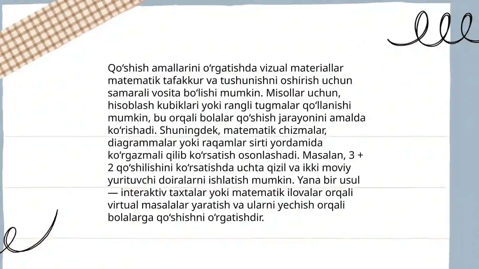 Arifmetik amallar mavzusi boʻyicha darslarni koʻrgazmali qurollar bilan taʼminlash 4