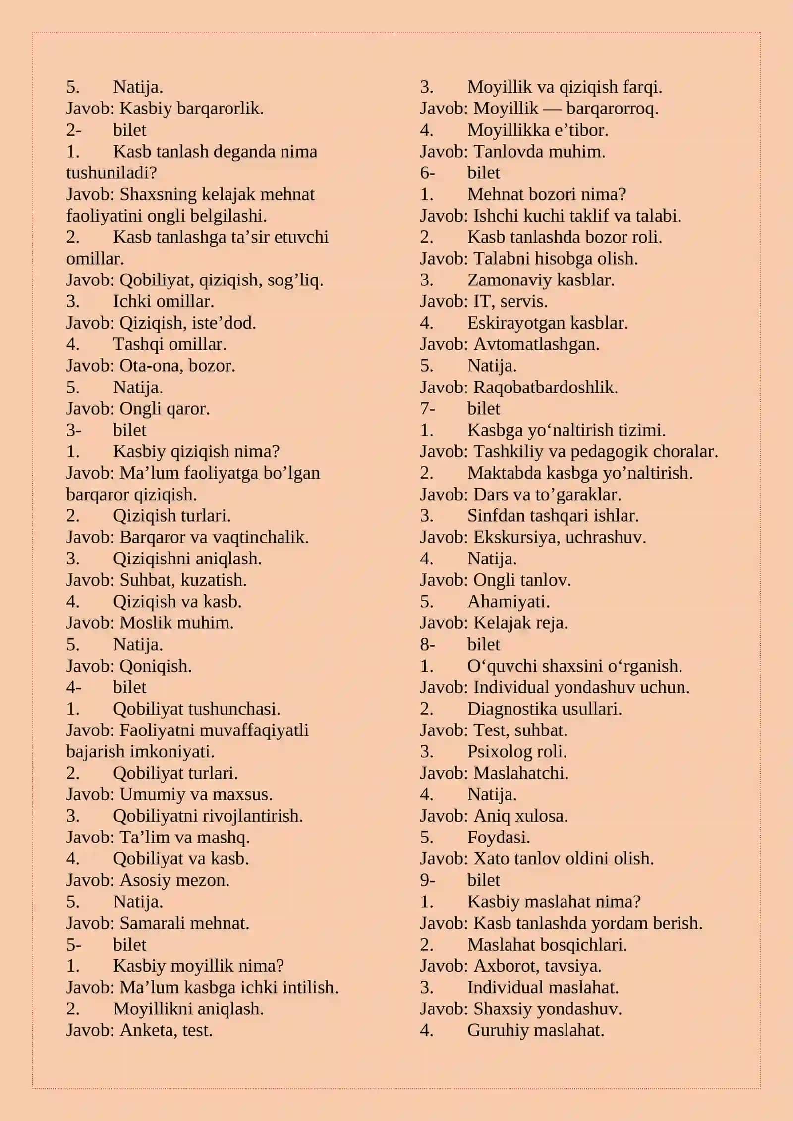 Maktab maslahatchi uchun suhbat savollari ( namuna) 200 ta bilet jami 1000 savol javoblari bilan 4