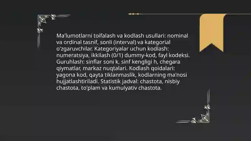 Statistik jamlash va guruhlash 4