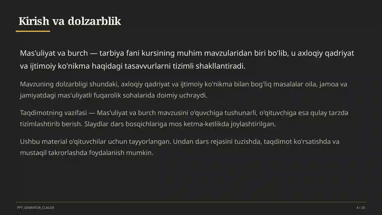 Mas'uliyat va burch (6-sinf) 4