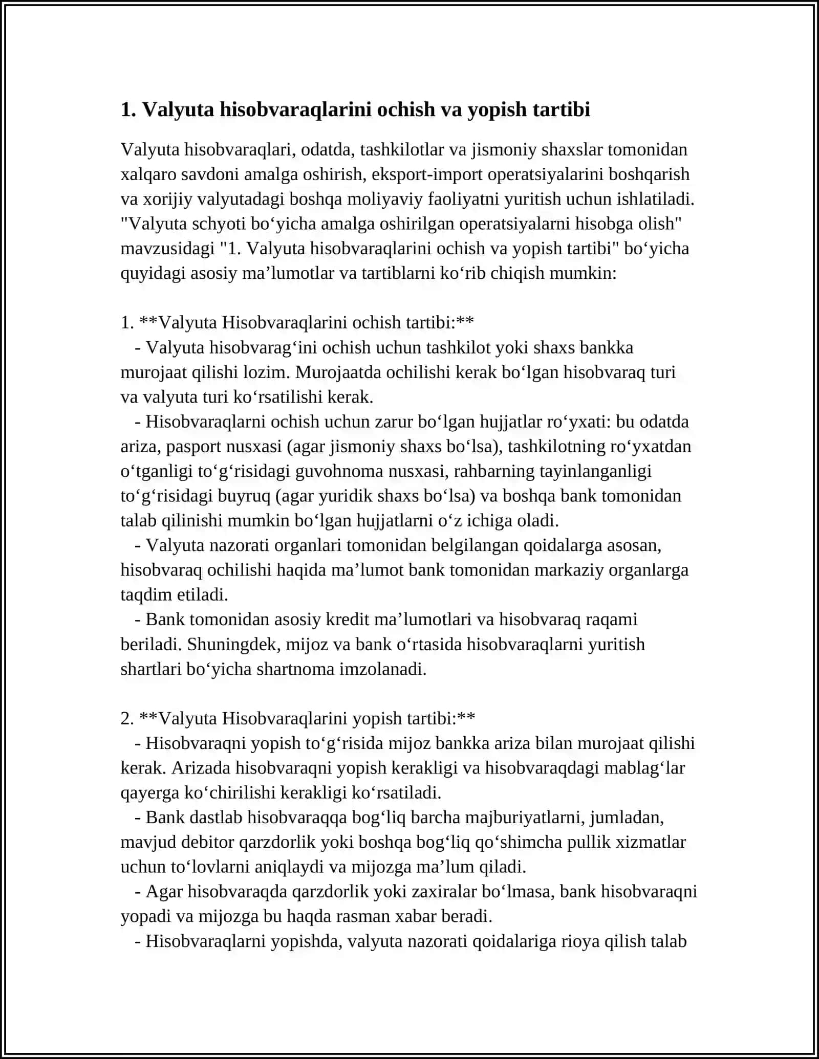 VALYUTA SCHYOTI BO‘YICHA AMALGA OSHIRILGAN OPERATSIYALARNI HISOBGA OLISH 4