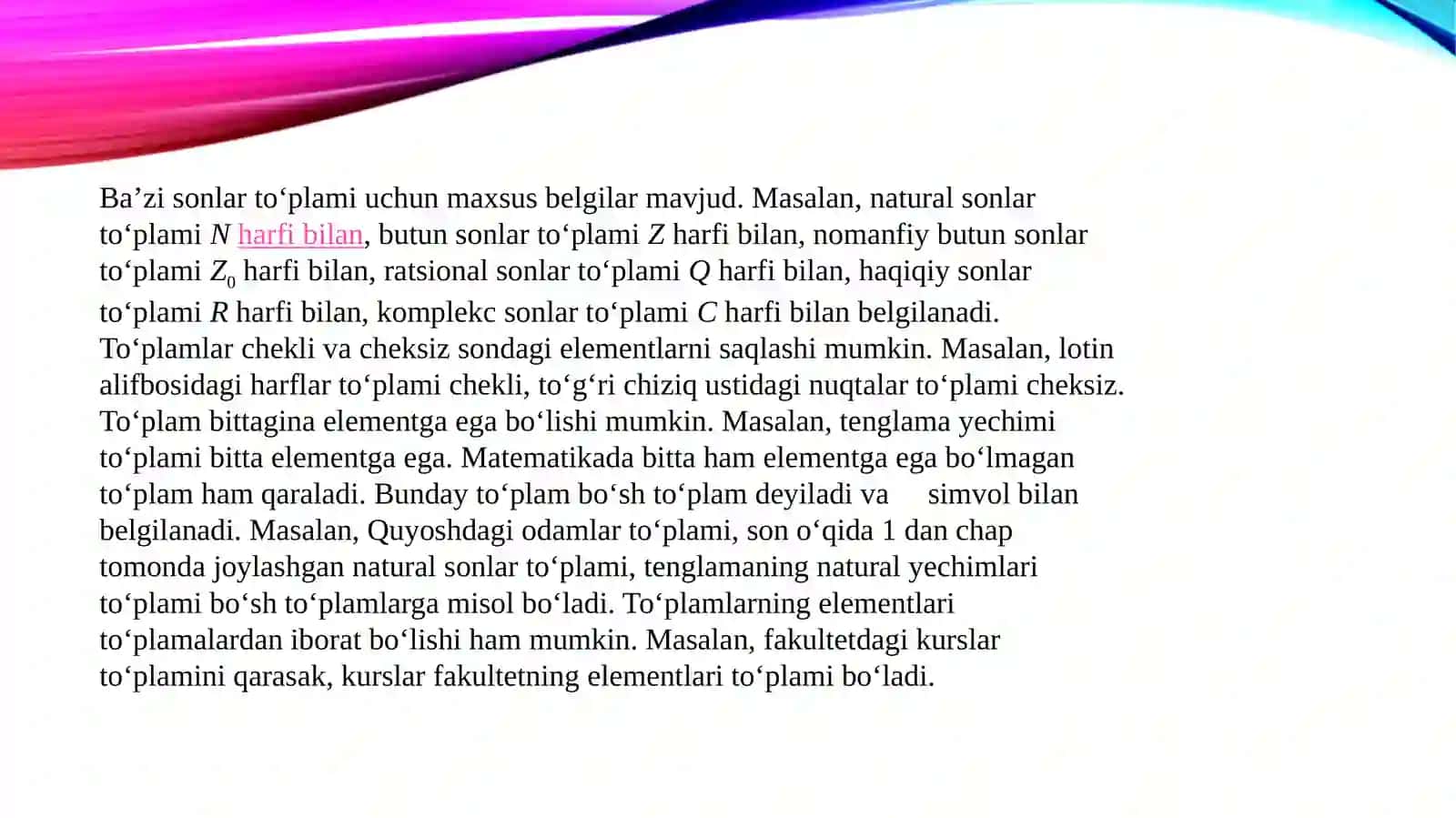 To’plam vaular ustida amallar 4
