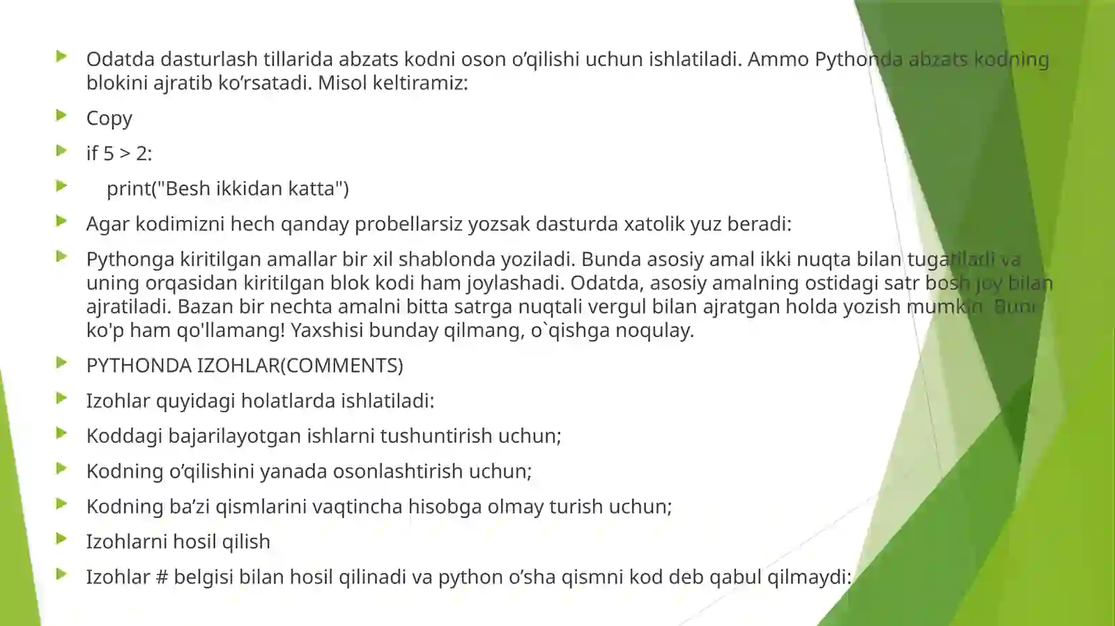 PYTHON DASTURLASH TILIDA TSIKLLI DASTURLAR TUZISH 4