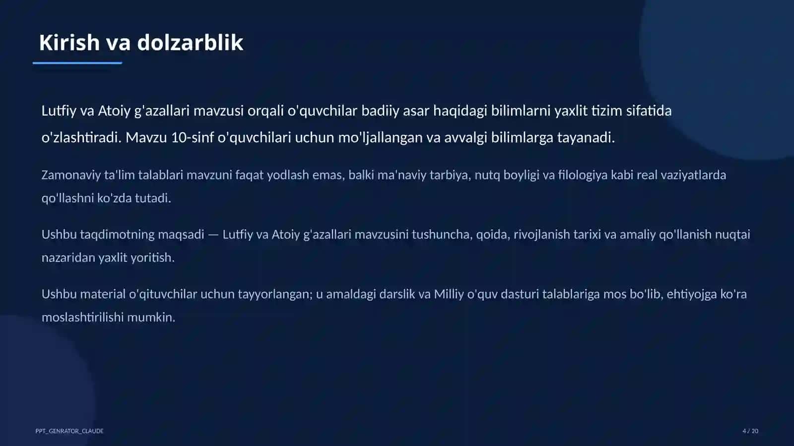Lutfiy va Atoiy g'azallari (10-sinf) 4