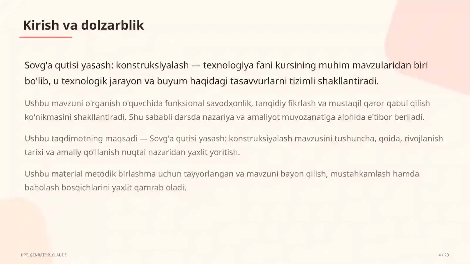 Sovg'a qutisi yasash: konstruksiyalash (3-sinf) 4