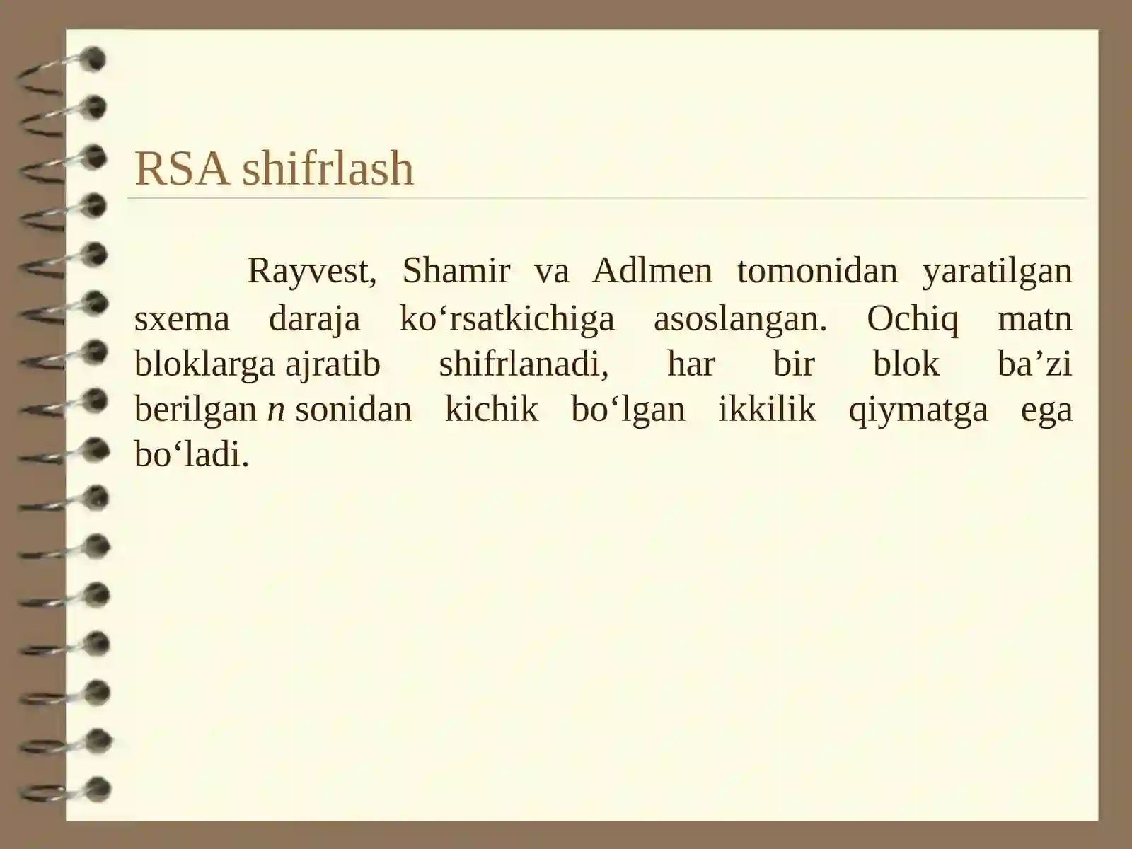 RSA shifrlash algoritmi 4