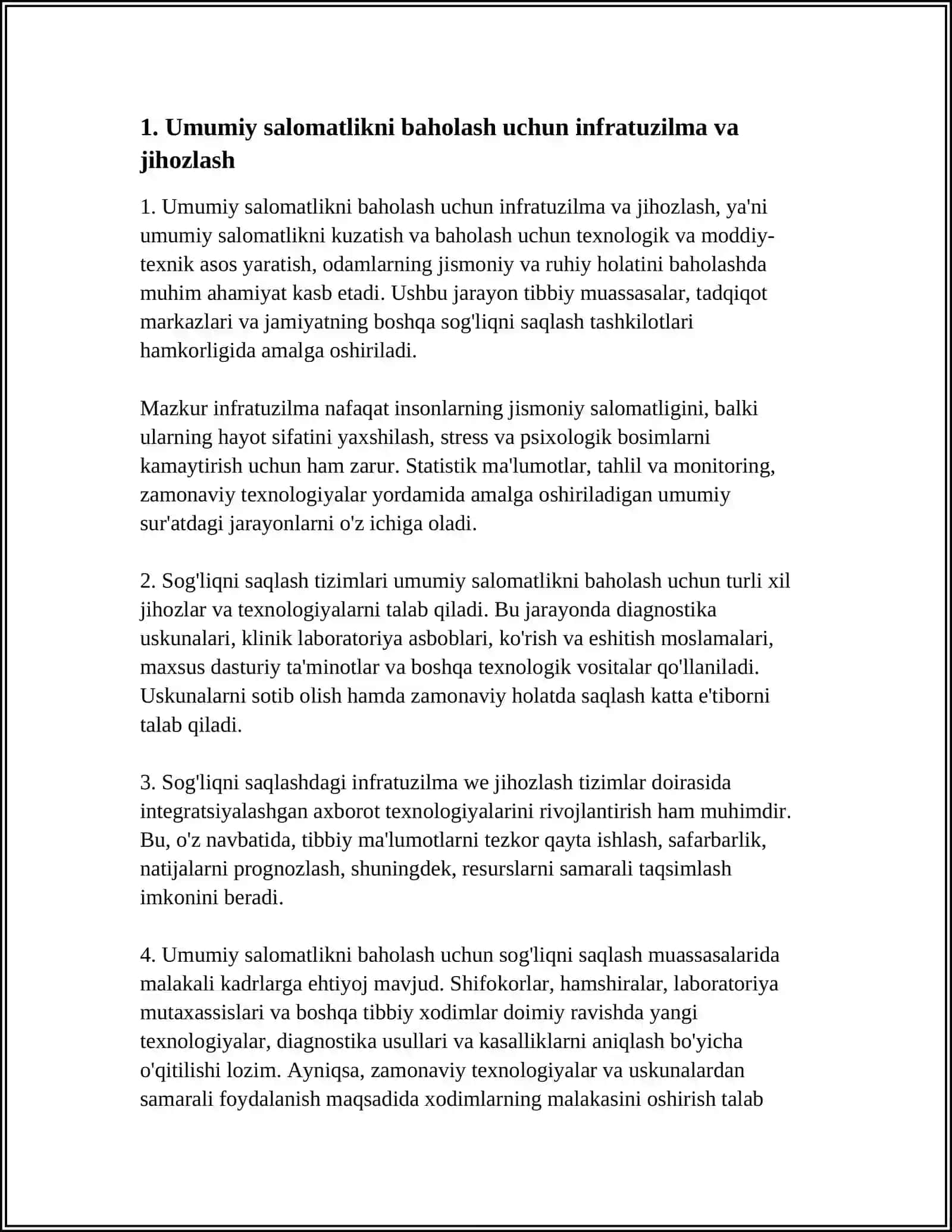 UMUMIY SALOMATLIKNI BAHOLASH UCHUN SHAROIT YARATISH 4