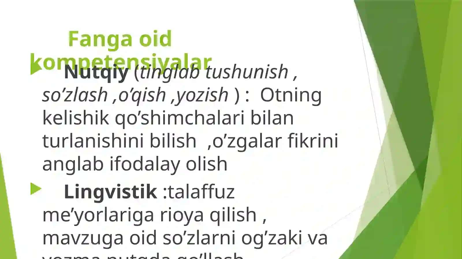 Otlarning kelishik qo’shimchalari bilan qo’llanishi 4