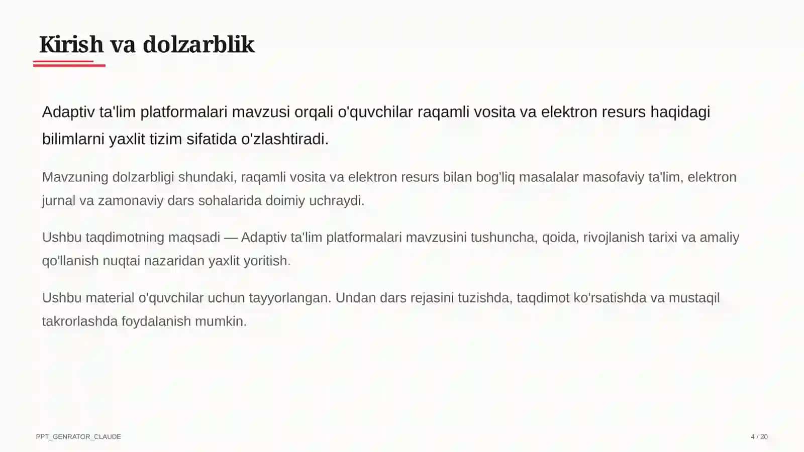 Dars rejasi 4