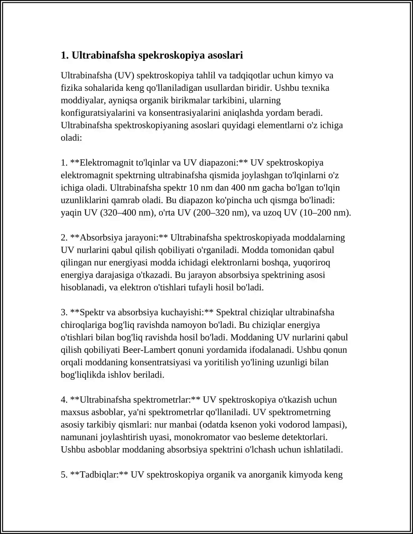 MODDALAR TUZILISHI ANIQLASHDA ULTRABINAFSHA INFRAQIZIL YAMR VA MISS-SPEKROSKOPIYALARINI BIRGALIKDA ISHLATISH 4