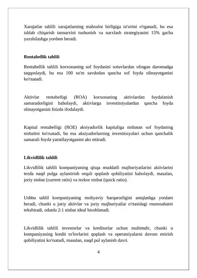 Молиявий натижалар тахлили 4