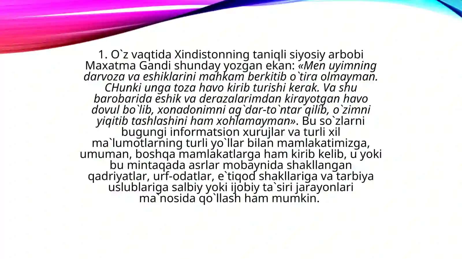 AXBOROTNING IJTIMOIY QATLAMGA TA`SIRI MUAMMOLARI 4
