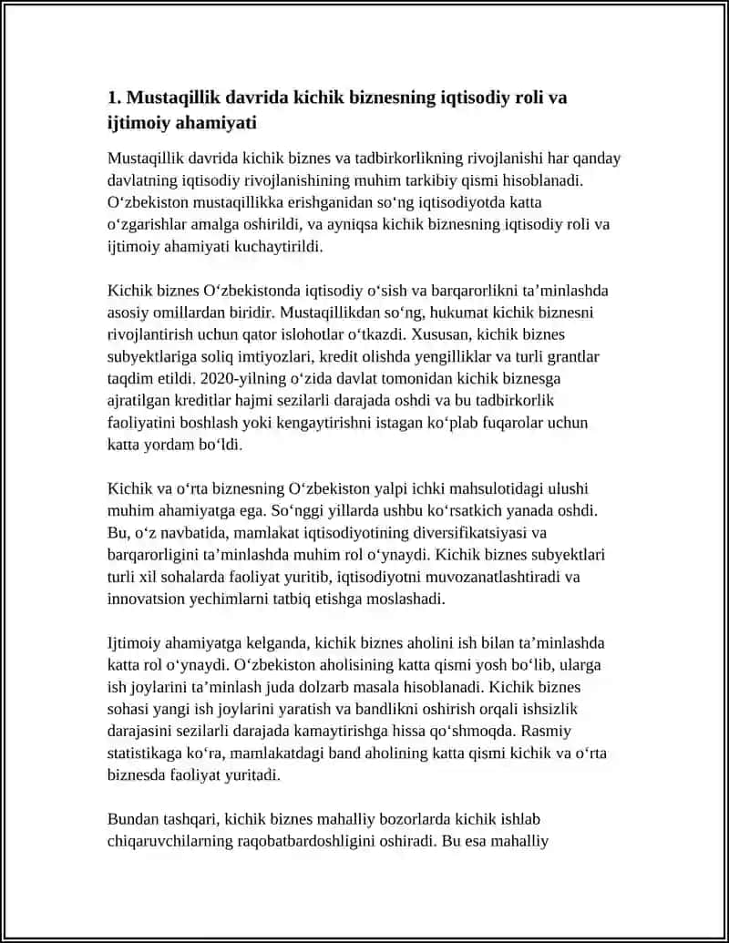 MUSTAQILLIK DAVRIDA KICHIK BIZNES VA TADBIRKORLIKNI RIVOJLANTIRISH 4
