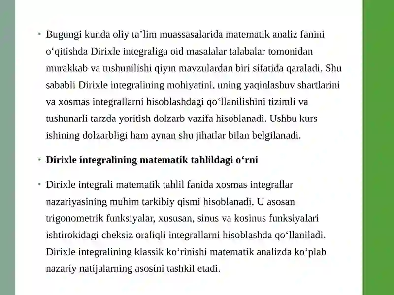 Xosmas integrallar va Dirixle integrali hisoblashi 4