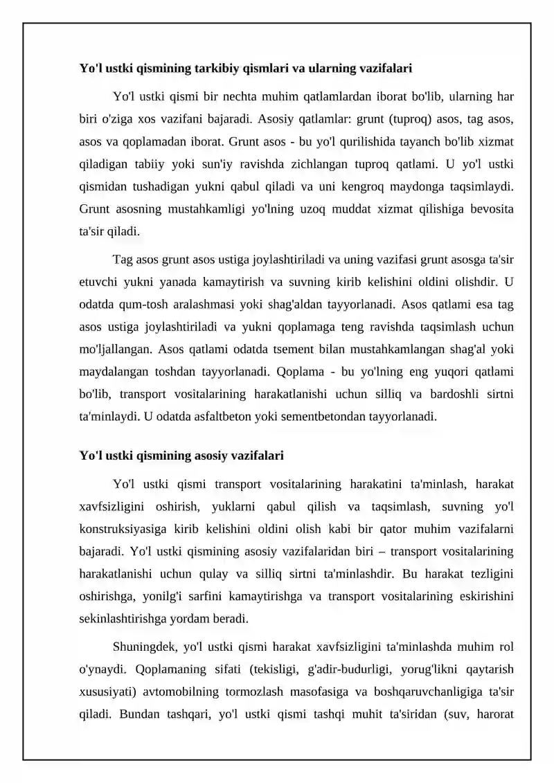 Yõlning ustgituzilishi va ularning vazifalari 4