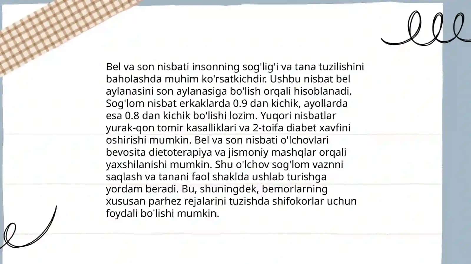 Salomatlikni baholash antrapometriya ko'rsatkichlarini aniqlash 4