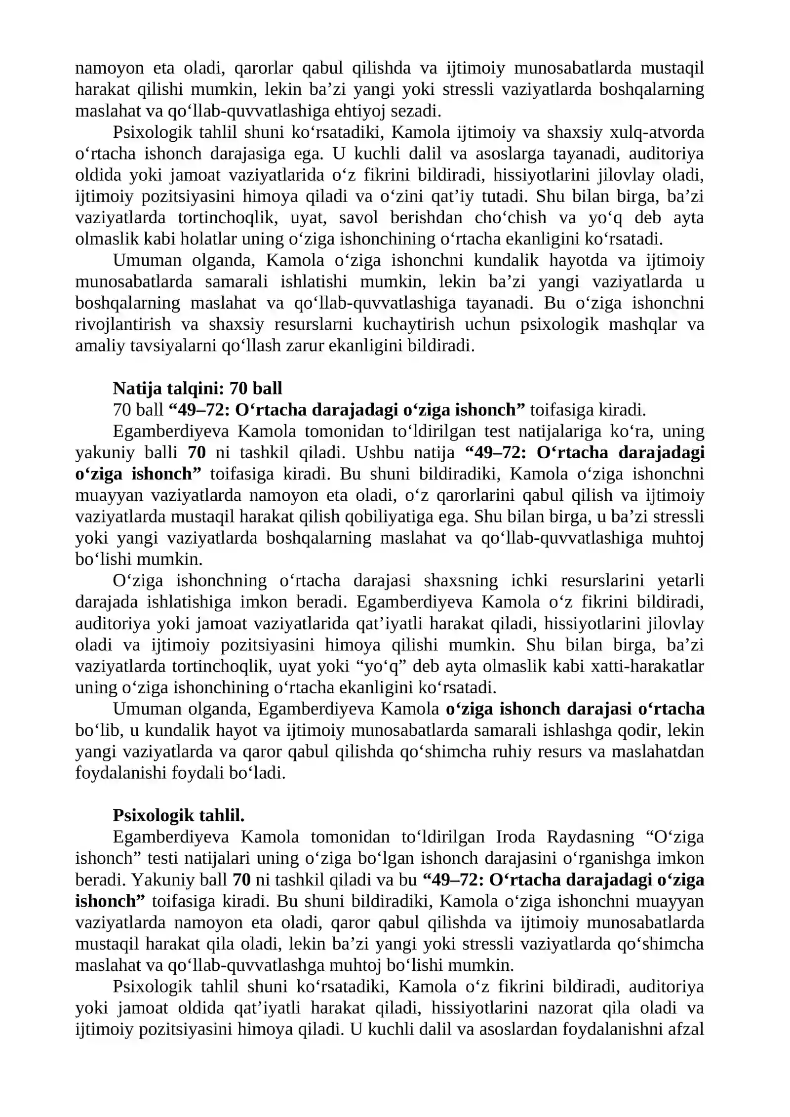Sport psixologiyasi fanidan MUSTAQIL ISHI 4