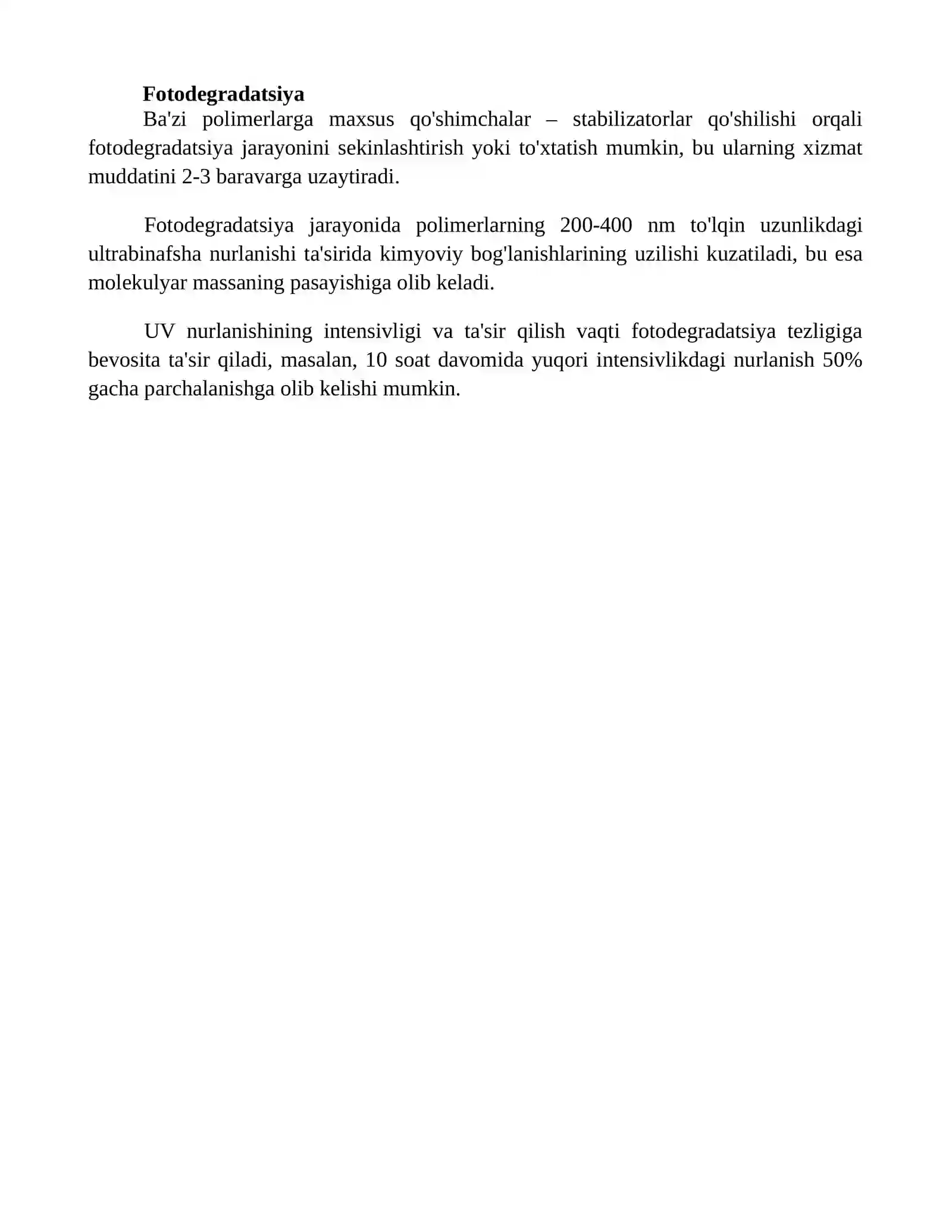 Polimerlarning destruksiyasi 4